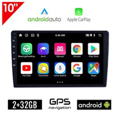 Android οθόνη αυτοκινήτου 10" ιντσών με GPS, 2+32GB (Youtube 2-DIN Playstore WI-FI 2GB USB 2 DIN MP3 MP5 Bluetooth Android Auto Apple Carplay Mirrorlink Universal 4x60W ηχοσύστημα 2DIN Ελληνικός πλοηγ