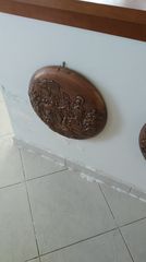 Χειροποιητος στρογγυλος Δισκος με αναπαρασταση vintage 40εκ 2τεμαχια