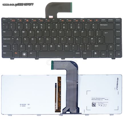 Πληκτρολόγιο Laptop Keyboard για Dell Inspiron 14R N4110 M4110 N4050 M4040 N4410 V3450 V3550 0X38K3 03058Y 032J3M 04341X UK Backlight Black (Κωδ.40014UKBACKLIT)