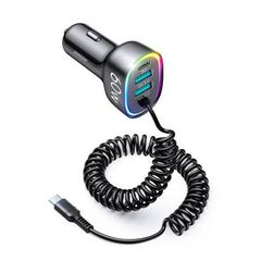 Joyroom Car charger  JR-CL19, 2x USB + 2x USB-C, 60W + USB-C cable (black) ΦΟΡΤΙΣΤΗΣ ΑΥΤΟΚΙΝΗΤΟΥ