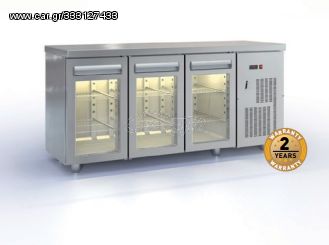 ΠΡΟΣΦΟΡΑ!!! PSM18070GL Ψυγείο πάγκος συντήρησης 180X70X87cm με 3 κρυστάλλινες πόρτες GN