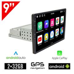 1-DIN Android 2+32GB οθόνη αφής 9" ιντσών με Ελληνικό GPS Bluetooth WI-FI Youtube USB (ηχοσύστημα αυτοκινήτου 2GB rom 1DIN Android Auto Apple Carplay πλοηγός MP3 ραδιόφωνο MP5 4x60W 1-DIN mirrorlink u