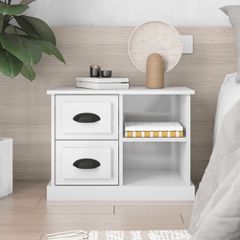 Κομοδίνα Γυαλιστερό Λευκό 60x35,5x45 εκ. 816370