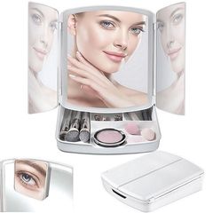 Αναδιπλούμενος Καθρέφτης Μακιγιάζ LED Αφής + Καθρεφτάκι 5x N29935