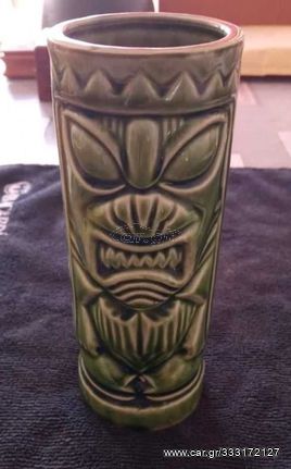 Tiki Mug Glass - Orchids Of Hawaii Dark Green Ceramic Tumbler Made in Japan ( ΓΙΑ ΓΝΩΣΤΕΣ ) !!!