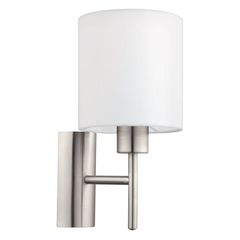 Φωτιστικό Απλίκα Επιτοίχια 1xE27 L145xA195xH305mm Νίκελ Ματ-Λευκό Ύφασμα Eglο Pasteri 94924