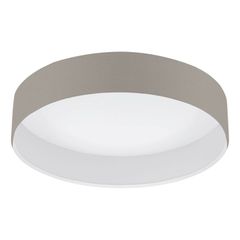 Φωτιστικό Πλαφόν Οροφής 3x11w Warm White 3x950lm Ø320xH90mm Νίκελ Ματ-Taupe Ύφασμα-Γυαλί Eglο Pasteri 31589