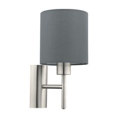 Φωτιστικό Απλίκα 1xE27 L145xA195xH305mm Νίκελ Ματ- Ύφασμα Γκρι Eglο Pasteri 94926
