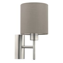 Φωτιστικό Απλίκα 1xE27 L145xA195xH305mm Νίκελ Ματ- Ύφασμα Taupe Eglο Pasteri 94925