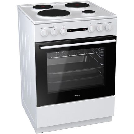 Korting KE6A40WM Κουζίνα 71lt με Εμαγιέ Εστίες Π60εκ. Λευκή 3 χρόνια εγγύηση