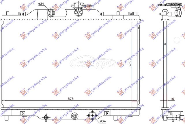 ΨΥΓΕΙΟ ΝΕΡΟΥ 2.0 ΒΕΝΖΙΝΗ (375x575x16) (KOYO) για MAZDA CX3 15-19