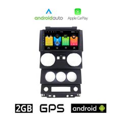 JEEP WRANGLER (2006 - 2011) Android οθόνη αυτοκίνητου 2GB με GPS WI-FI (ηχοσύστημα αφής 9" ιντσών OEM Android Auto Apple Carplay Youtube Playstore MP3 USB Radio Bluetooth Mirrorlink εργοστασιακή 4x60W