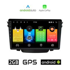 HYUNDAI i30 (2012-2017) Android οθόνη αυτοκίνητου 2GB με GPS WI-FI (ηχοσύστημα αφής 9" ιντσών OEM Android Auto Apple Carplay Youtube Playstore MP3 USB Radio Bluetooth Mirrorlink εργοστασιακή, 4x6