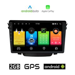 HYUNDAI i30 (2012-2017) Android οθόνη αυτοκίνητου 2GB με GPS WI-FI (ηχοσύστημα αφής 9" ιντσών OEM Android Auto Apple Carplay Youtube Playstore MP3 USB Radio Bluetooth Mirrorlink εργοστασιακή, 4x60W, A