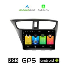 HONDA CIVIC (2012 - 2016) Android οθόνη αυτοκίνητου 2GB με GPS WI-FI (ηχοσύστημα αφής 9" ιντσών OEM Android Auto Apple Carplay Youtube Playstore MP3 USB Radio Bluetooth Mirrorlink εργοστασιακή, 4x60W,