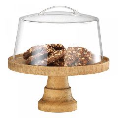 Cake Stand από ξύλο σημύδας με διάμετρο Φ35cm 12cm ύψος σε χρώμα φυσικό χωρίς καπάκι