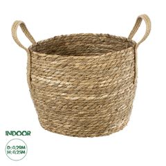 GloboStar® Artificial Garden PAROS 20277 Διακοσμητικό Πλεκτό Καλάθι - Κασπώ Γλάστρα - Flower Pot Μπεζ Φ29cm x Υ25cm