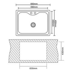ΝΕΡΟΧΥΤΗΣ ΚΟΥΖΙΝΑΣ INOX 1 ΓΟΥΡΝΑ ΛΕΙΟΣ 65x45x20cm INTER CERAMIC ICK 6546