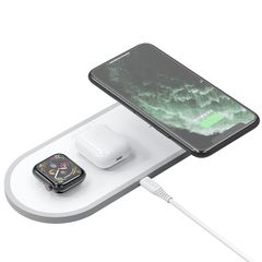 Dudao 3 in1 Qi ασύρματος φορτιστής για τηλέφωνο / AirPods / Apple Watch 38 mm λευκό (A11 λευκό)