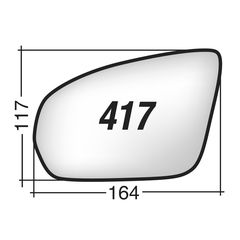 Mercedes CLASS A '18-> & CLASS C (W205,C205,A205,S205) '13-> & CLASS S (V222,W222,X222) '13-> & GLC (X253) '15-> & GLC COUPE' (C253) '16-> - Αριστερό χρωμίου ασφαιρικό κρύσταλλο καθρέπτη