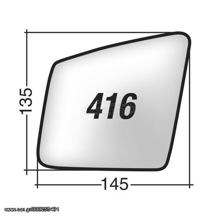 Mercedes CLASS GL (X164) '11-'12 & CLASS R (V251,W251) '10-> & CLASS GLE '15-> - Δεξί χρωμίου ασφαιρικό κρύσταλλο καθρέπτη