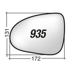 Volkswagen TOUAREG '10-> - Αριστερό χρωμίου ασφαιρικό κρύσταλλο καθρέπτη