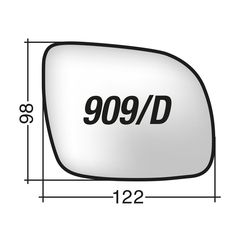 Volkswagen GOLF IV '98-'03 & PASSAT '96-> & POLO SW 99-> & SHARAN '00-'04 - Δεξί χρωμίου κρύσταλλο καθρέπτη με πιάστρα (μικρό)