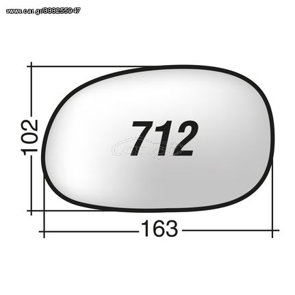 Renault LAGUNA ->'01 - Δεξί χρωμίου θερμαινόμενο κρύσταλλο καθρέπτη