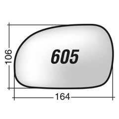 Peugeot 406 '95-'05 - Δεξί θερμαινόμενο κρύσταλλο καθρέπτη με πιάστρα