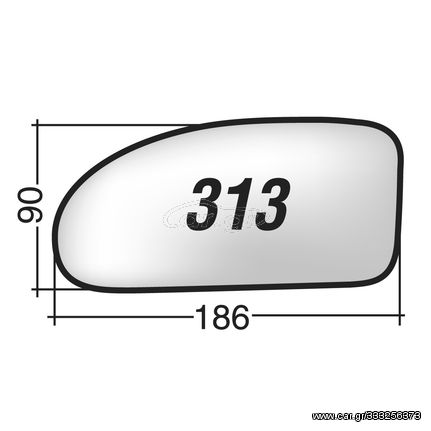 Ford FOCUS '98-'04 - Δεξί χρωμίου κρύσταλλο καθρέπτη με πιάστρα (στρόγγυλη)