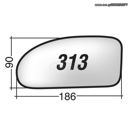 Ford FOCUS '98-'04 - Αριστερό χρωμίου ασφαιρικό θερμαινόμενο κρύσταλλο καθρέπτη με πιάστρα (ορθογώνια)