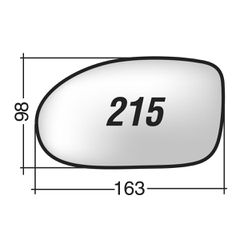 CITROEN C5 '01-'08 & C6 '06-'12 - Δεξί μπλε θερμαινόμενο κρύσταλλο καθρέπτη με πιάστρα