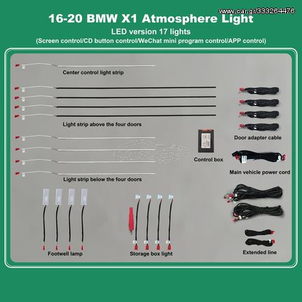 DIQ AMBIENT BMW X1 F48 (Digital iQ Ambient Light BMW X1 F48 mod. 2016-2020, 17 Lights)