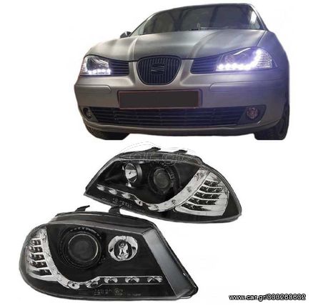 ΦΑΝΑΡΙΑ ΕΜΠΡΟΣ LED Headlights SEAT IBIZA 6L 02-08 DRL & LED 