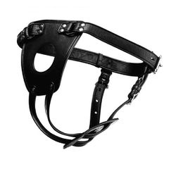 Ζώνη Ass Holster Anal Plug Harness - Μαύρο Γνήσιο Δέρμα, Μέταλλο