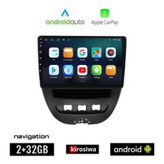 KIROSIWA CITROEN C1 (2005 - 2014) Android οθόνη αυτοκίνητου 2GB με GPS WI-FI (ηχοσύστημα αφής 10" ιντσών OEM Android Auto Apple Carplay Youtube Playstore MP3 USB Radio Bluetooth Mirrorlink εργοστασιακ