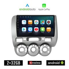 KIROSIWA HONDA JAZZ 2002-2008 Android οθόνη αυτοκίνητου 2GB με GPS WI-FI (ηχοσύστημα αφής 9" ιντσών OEM Android Auto Apple Carplay Youtube Playstore MP3 USB Radio Bluetooth Mirrorlink εργοστασιακ