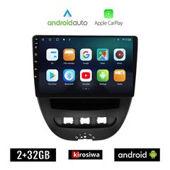 KIROSIWA PEUGEOT 107 (2005 - 2014) Android οθόνη αυτοκίνητου 2GB με GPS WI-FI (ηχοσύστημα αφής 10" ιντσών OEM Android Auto Apple Carplay Youtube Playstore MP3 USB Radio Bluetooth Mirrorlink εργοσ