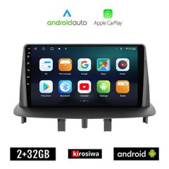 KIROSIWA RENAULT MEGANE 3 (2009-2014) Android οθόνη αυτοκίνητου 2GB με GPS WI-FI (ηχοσύστημα αφής 9" ιντσών OEM Android Auto Apple Carplay Youtube Playstore MP3 USB Radio Bluetooth Mirrorlink εργοστασ