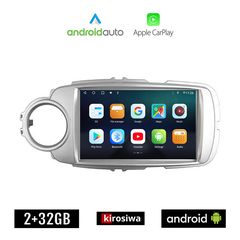 KIROSIWA TOYOTA YARIS (2011 - 2020) Android οθόνη αυτοκίνητου 2GB με GPS WI-FI (ηχοσύστημα αφής 9" ιντσών OEM Android Auto Apple Carplay Youtube Playstore MP3 USB Radio Bluetooth Mirrorlink εργοσ
