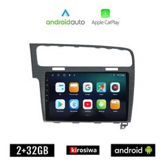 KIROSIWA VOLKSWAGEN VW GOLF 7 (μετά το 2013) Android οθόνη αυτοκίνητου 2GB με GPS WI-FI (ηχοσύστημα αφής 10" ιντσών OEM Android Auto Apple Carplay Youtube Playstore MP3 USB Radio Bluetooth Mirror