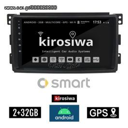 SMART 451 (2007-2010) Android οθόνη αυτοκίνητου 2GB με GPS WI-FI (ηχοσύστημα αφής 9" ιντσών OEM 4x60W Radio)