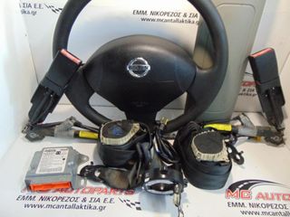 Αερόσακος  Set  NISSAN KUBISTAR (2003-2009)     Οδηγού με τιμόνι,συνοδηγού,2 προεντατήρες ζώνης,2 ζώνες,ταινία,εγκέφαλος airbag
