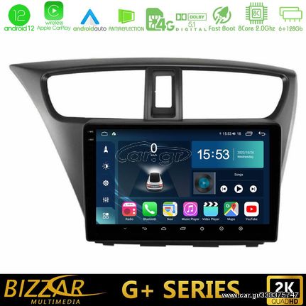 Bizzar G+ Series Honda Civic Hatchback 2012-2015 8core Android12 6+128GB Navigation Multimedia Tablet 9″