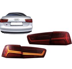 ΦΑΝΑΡΙΑ ΠΙΣΩ Taillights Full LED Audi A6 4G C7 Limousine (2011-2014) Red/Clear Facelift Design with Sequential Dynamic Turning Lights