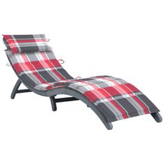 Ξαπλώστρα Γκρι από Μασίφ Ξύλο Ακακίας με Μαξιλάρι 3064057