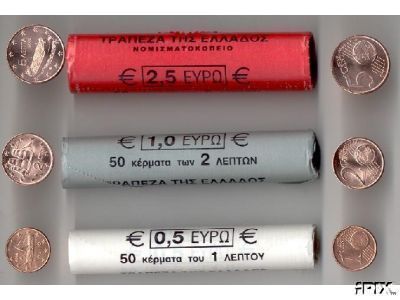 2002 3  ΜΑΣΟΥΡΙΑ 1c , 2c , kai  5c Απο την ΤΡΑΠΕΖΑ ΤΗΣ ΕΛΛΑΔΟΣ