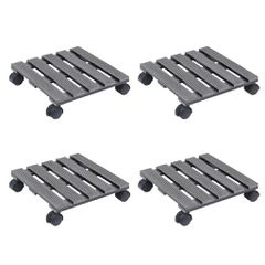 vidaXL Βάσεις για Γλάστρες με Ρόδες 4 τεμ. Γκρι 30x30x7,5 εκ. από WPC