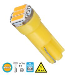 GloboStar® 81041 Λάμπα Αυτοκίνητου T5 3rd Generation Can-Bus LED 3 SMD 4014 0.6W 90lm 120° DC 12V IP20 Πορτοκαλί