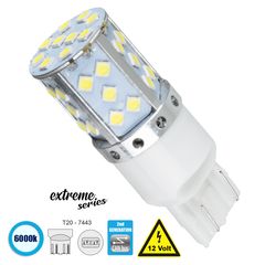 GloboStar® 81155 Λάμπα Αυτοκίνητου T20 7443 W21/5W 2rd Gen CanBus Extreme Series LED 35 SMD 3030 17W 2550lm 360° DC 12V IP20 6000K